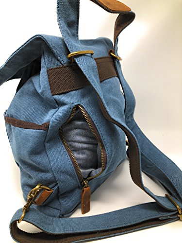 Nickanny's Conceal Carry Purse Multi Pocket Backpack Sling -Water Repellent Canvas for Women, Girls or Men-Unisex-Crossbody Convertible-Photography Rucksack Bag (Blue) - Thumbnail 4