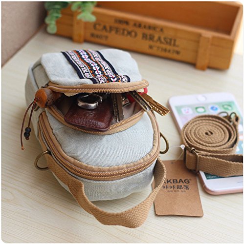 Toniker Canvas Multi-Pockets Small Crossbody Bags Cell Phone Purse Smartphone Wallet for Women Girls with Handy Carry