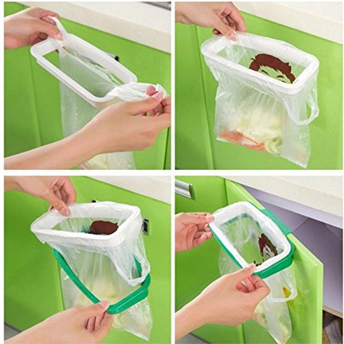 Kicode 2 Pack Home Kitchen Cupboard Cabinet Door Mounted Garbage Trash Rack Storage Creative Rubbish Bag Holder - Thumbnail 5