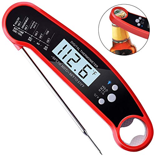 Greyghost Instant Read Meat Thermometer ,Waterproof Ultra Fast Thermometer with Backlight & Calibration Digital Food Thermometer for Kitchen, Outdoor Cooking and BBQ