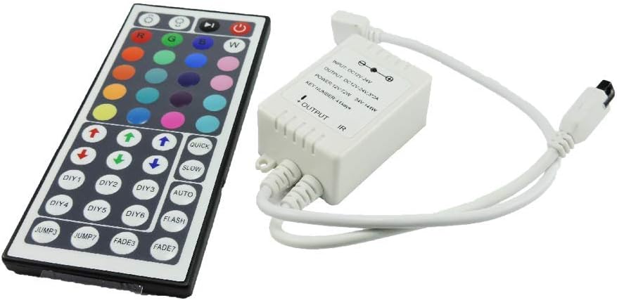Amazon Com 44 Button Rgb Led Controller Ir Remote Control Dc12 24v 6a Lighting Strip Rope Cord Module Wall Washer Music Light Color Changing Multicolor Sign Decorative Musical Instruments