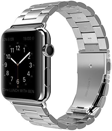 Apple Watch Band, Men / Women Stainless Steel Sport Folding Clasp Smart Watch Replacement Bands for Apple iWatch 38mm - Silver