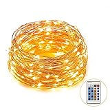 66ft 200 LEDs Copper Wire Lights Dimmable with Remote Control, Waterproof Starry Lights for DIY, Outdoor, Bedroom, Patio, Garden, Gate, Party, Wedding, Barbecue (LED String Lights, Warm White)
