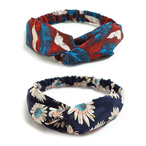 image for DRESHOW 1950's Vintage Modern Style Elastic Women Turban Headbands Twi