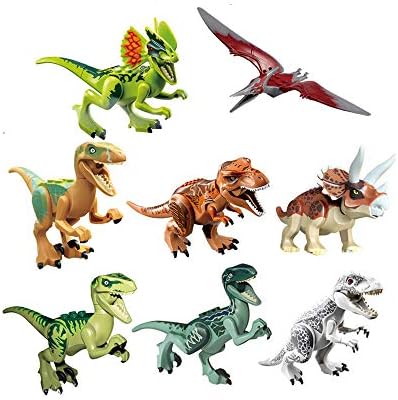 CHTH Jurassic World Dinosaur Building Blocks Sets Dinosaur Bricks Toy Compatible with Building Blocks Children and Toddler Welfare Sets(8PCS)