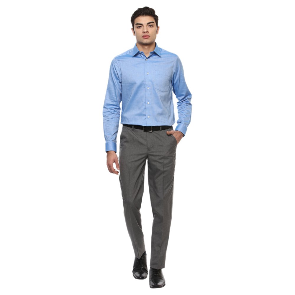 peter england men's slim fit formal trousers