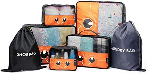 Packing Cube System 7 Piece Mesh Luggage Organizer Laundry Shoe Bag for Travel