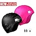 Wigoo Long Hair Swim Cap 2 Pack, 2019 Thicker Design, Waterproof Silicone Swimming Cap for Adult Woman and Men(Black+Pink)