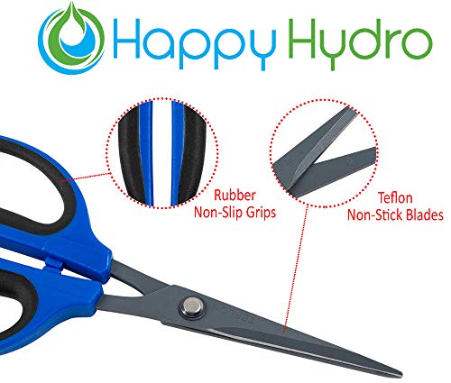 Happy Hydro 60mm Trimming Scissors, Premium Non-Stick Teflon Blades, Ergonomic Comfort Grip Handles