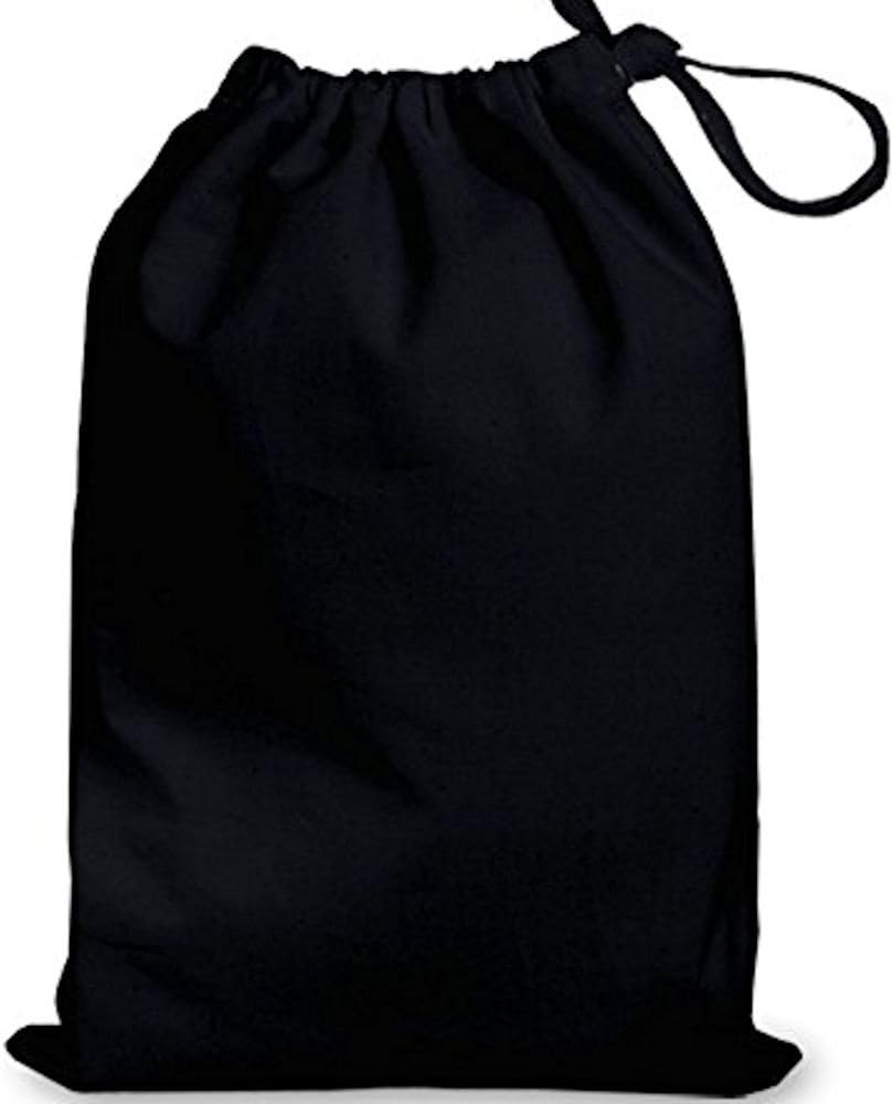 Cotton Drawstring Bags in a Selection of Sizes and Modern, Bright Colours (38 cm x 43cm, Black)
