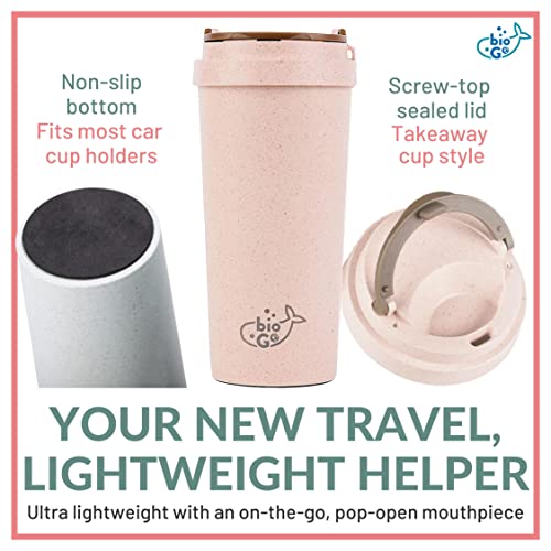 bioGo Reusable Coffee Cups with Lids 16 oz To Go Portable Coffee Cup