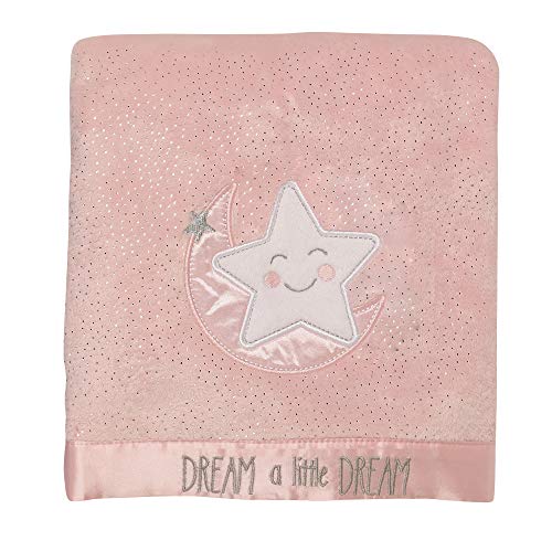 Baby Starters 2-Ply Embroidered Sparkle Blanket with Satin, Dream A Little Dream