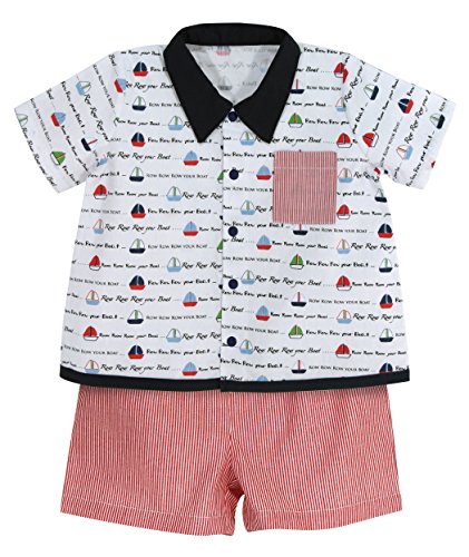 Stephan Baby Row Your Boat Bowling Shirt and Diaper Cover, 6-12 Months