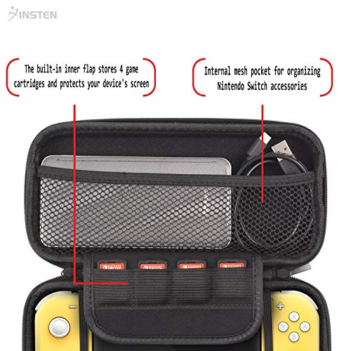 For Nintendo Switch Lite Case, Portable Travel Carrying Case EVA Hard Shell Protective Zip Pouch with Game Card Holder Slots For Switch Lite Edition 2019 New Console & Game Accessories Black by Insten