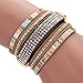 AutumnFall® Women Bohemian Bracelet Woven Braided Handmade Wrap Cuff Magnetic Clasp (Gold)