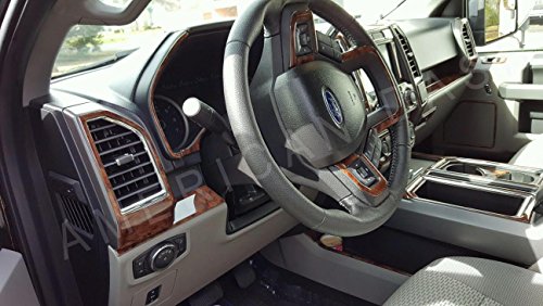 FORD F-150 F150 F 150 CREW CAB INTERIOR BURL WOOD DASH TRIM KIT SET 2015 2016 2017 2018