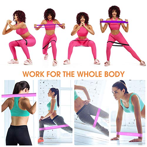 OMORC Resistance Loop Bands, Resistance Exercise Bands for Legs Butt Core Arms Yoga Fitness, Workout Bands with Exercises Guide & Carry Bag, Mini Loop Fitness Bands