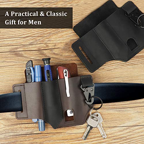 Aktualisiert Leather Sheath Organizer mit Schlüsselhalter + Kugelschreiberclip + Taschenlampenscheide, Multitool 3 EDC… – Bild 4