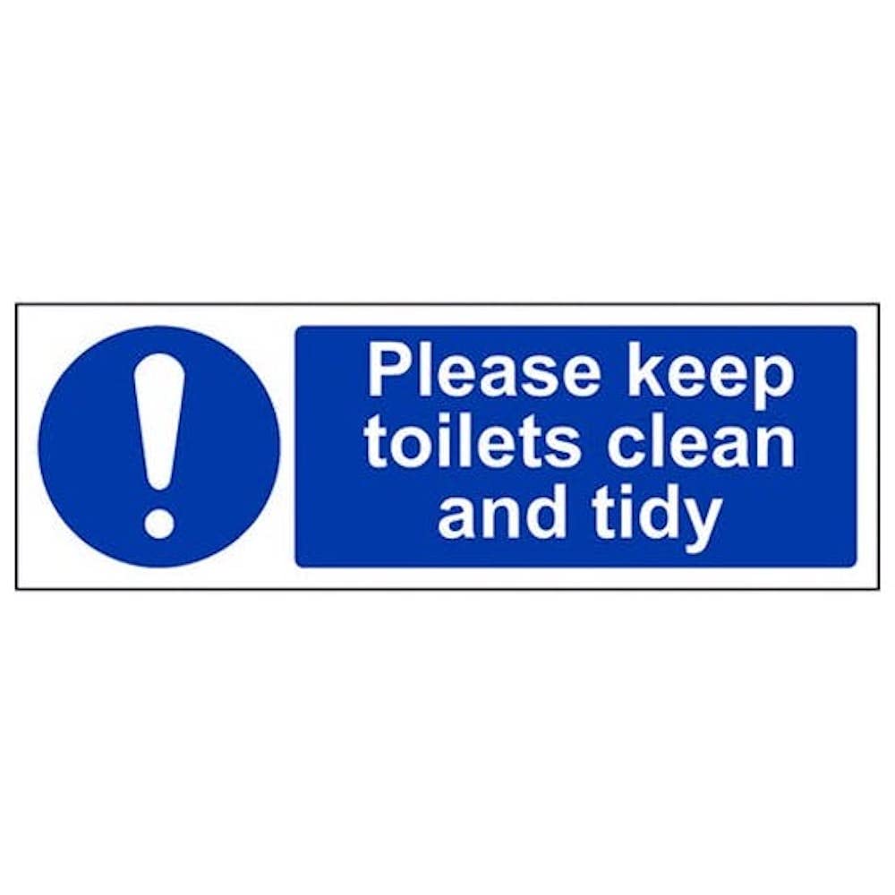 V Safety Eco Friendly Mandatory General - Please Keep Toilets Clean And Tidy - 300 X 100mm
