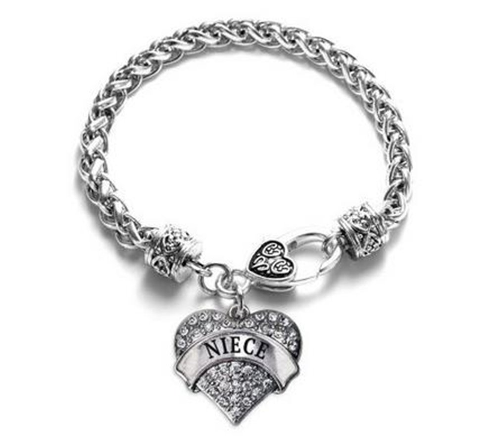 WHC TECH Bling Crystal Silver Hearts Metal Family Member Bracelets