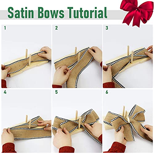 Creproly Bow Maker for Ribbon Wreaths, 2in1 Double Sided Wooden Hair