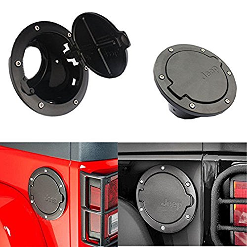 Jeep Wrangler Black Fuel Filler Door Cover Gas Tank Cap 4-Door 2-Door fit for 2007 - 2015 Jeep Wrangler JK & Unlimited