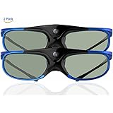 3D DLP Link Glasses, ELEPHAS 144Hz Rechargeable Active Shutter Eyewear for All 3D DLP-Link Projectors-- Acer, ViewSonic, BenQ Vivitek, Optoma, Panasonic, Dell, Viewsonic etc (2 Pack)