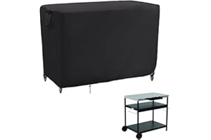 Kingling Grill Cart Cover, Waterproof Outdoor Prep Table Cover 46 Inch Stainless Steel Outdoor Patio Table Covers Rectangular for Metal Prep Cart Protection -46''L x 25''W x 40''H (Black)