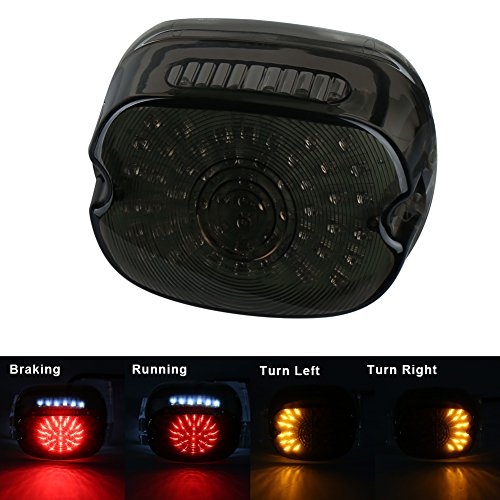 OVOTOR Smoked Harley LED Tail Light Lay Down Tail Lamp with Braking Turn Signal for Sportster DynaFXDL Electra Glides Road King