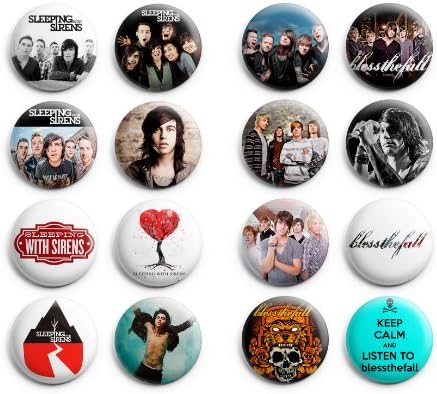 Sleeping With Sirens / Blessthefall Pinback Buttons 16Pcs 1.25 inch Best For Jacket,T-Shirts Mix Set