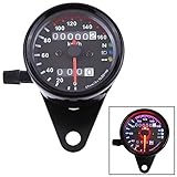 IZTOSS Motorcycle Dual Odometer Speedometer Gauge LED Backlight Signal Light black