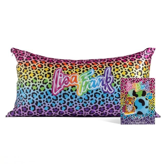 Kitsch x Lisa Frank Satin Pillowcase with Zipper for Hair & Skin, Softer Than Silk Pillow Cases, Wrinkle-Free, Smooth and Cooling Satin Pillow Covers King Size (19x36) - Rainbow Leopard Image