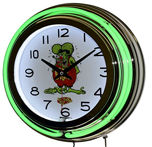 Amazon.com: Rat Fink Nostalgic Green Double Neon Lighted Wall Clock