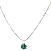 Alegend Diamond Necklaces 14K Sliver Plated Emerald Birthstone Mothers Dainty Cubic Zirconia Pendant Birthday Gifts Jewelry