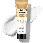 Beef Tallow Sunscreen SPF 50, Daily Facial Sunscreen with Zinc Oxide | Natural Grass-Fed Beef Tallow, Organic Sunscreen Body, Moisturizing Sunblock for Sensitive Skin Summer Outdoor Travel 2.82OZ