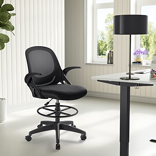 Devoko Drafting Chair Tall Office Chair with Flipup Armrests Executive