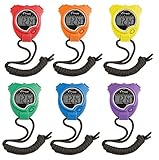 Champion Sports 910SET Stopwatch Timer Set, Waterproof HandHeld Digital Clock Sport Stopwatches, 6 Pack