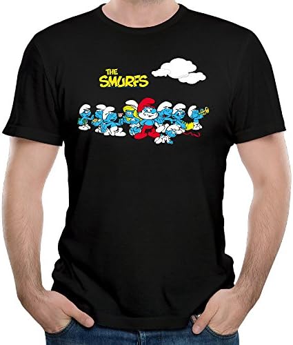 Man Funny T-shirts Smurfs Short Sleeves Wholesale T Black