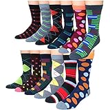 Frenchic Men's Premium Cotton Blend Colorful Patterned Dress Socks (12 Pairs) (DS-3)