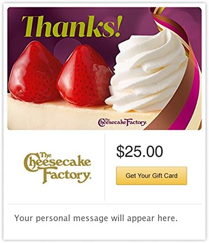 The Cheesecake Factory Thanks Gift Cards - E-mail Delivery