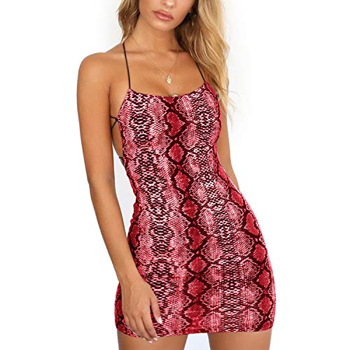 51wf8YR 4zL Fransande Vestido sexy con estampado de serpiente, sin espalda, color rojo, talla S Fransande Vestido sexy con estampado de serpiente, sin espalda, color rojo, talla S