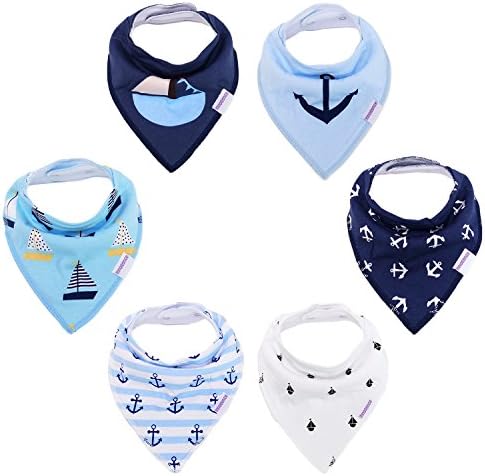 Innocence Baby Bandana Bib for Drooling and Teething, 6-Pack Set for Boys, Soft, Thick and Absorbant