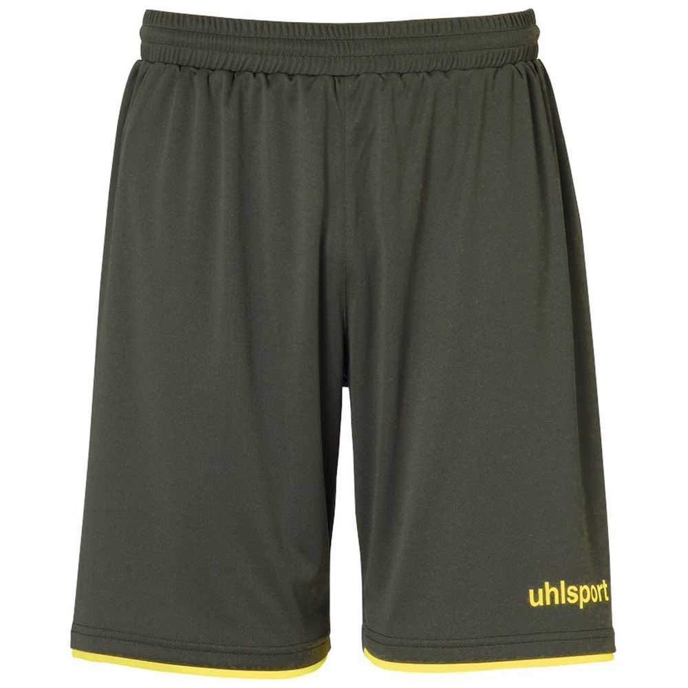 uhlsport Club Men's Football Shorts, Mens, 100380614, Dark Olive/Fluorescent Yellow, XL