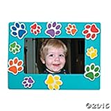 Fun Express Set of 24 Paw Print Magnetic Magnet Picture Frame Craft Kit Red, Orange, Blue, Purple, Lime Green, Yellow