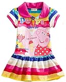 Yuting Little Girls' Summer Peppa Pig Dress,lapel Rainbow Color 2-7t (4/5y)