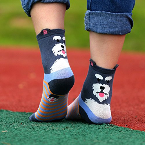Cartoon Cotton Dog Crew Socks - KEAZA Package Novelty Liner Socks for Women 5-pack WZ10 (C1)