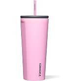 Corkcicle Cold Cup Straw Tumbler, 24 oz, Sun-Soaked Pink | Spill-Safe Seal-Car-Friendly Base-BPA-Free Materials-Durable Construction-No-Sweat Exterior-Easy-Clean Design