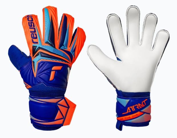 Reusch Goalkeeper Gloves for Men Adults | Strong Grip, Stable Fit & Effective Ball Control | Artificial Grass, Natural Grass & Hard Terrain | Attrakt Solid