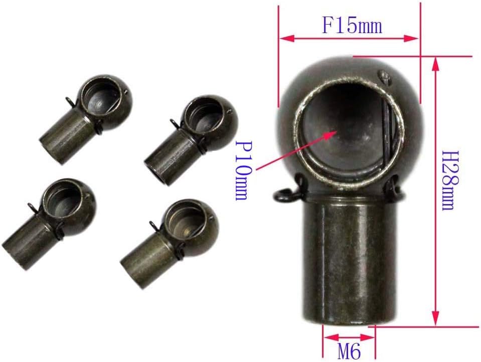 JINGLINGKJ 10MM Ball Socket M8 Male Screw Bolt M6 Female Thread Detachable Gas Spring Metal Ball Joint Connector with Metal Wire End Fitting Bearing Joint 4pcs (4PCS M6) - Image 4