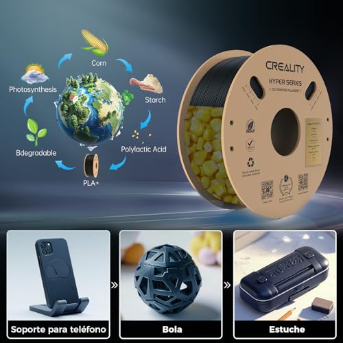 Creality Hyper PLA 3D Printer Filament 1.75mm 1kg, PLA High Speed 30-600mm/s, Dimensional Accuracy +/- 0.03mm, for Most 3D Printers, Black
